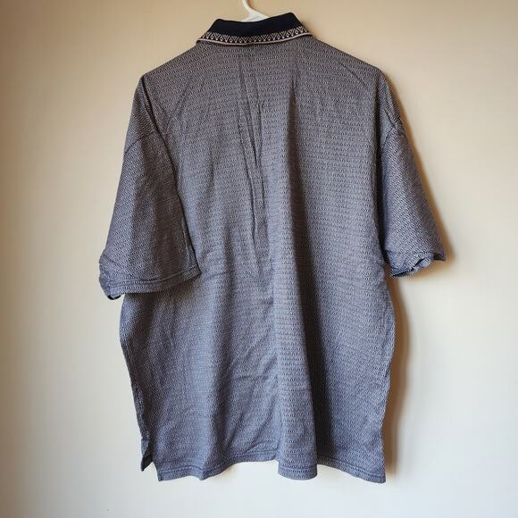 Descente International Collection Golf Polo Mens Size XL Blue Brown Allianz Vtg - Picture 6 of 9